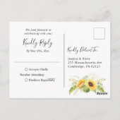 ひまわりエレガントのユーカリフローラ結婚式RSVP ポストカード (裏面)