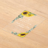 ひまわりエレガントのユーカリプトゥスガールバプテスマ アクリル招待状 (レイダウン)