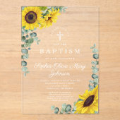 ひまわりエレガントのユーカリプトゥスガールバプテスマ アクリル招待状 (正面)