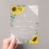 ひまわりエレガントのユーカリプトゥスレースガールバプテスマ アクリル招待状 (インサイチュ (ポータブル))
