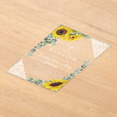 ひまわりエレガントのユーカリプトゥスレースガールバプテスマ アクリル招待状 (レイダウン)