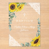 ひまわりエレガントのユーカリプトゥスレースガールバプテスマ アクリル招待状 (正面)