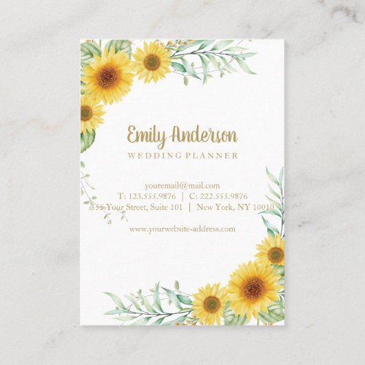 ひまわりエレガントの名伝統的刺 名刺 (裏面)