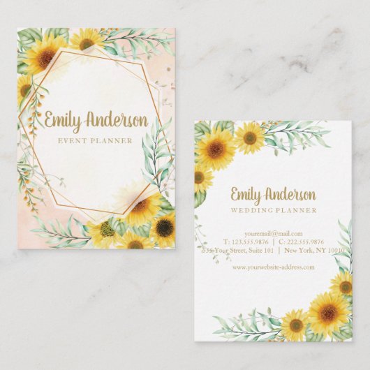 ひまわりエレガントの名伝統的刺 名刺 (正面/裏面)