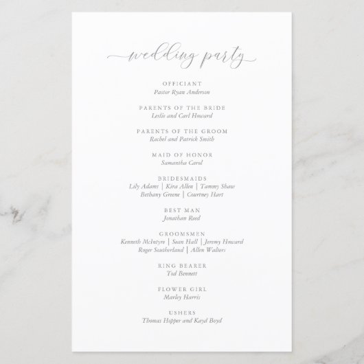 ひまわりエレガントの式結婚プログラム (裏面)