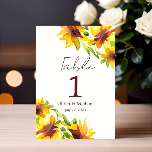ひまわりエレガントの水結婚色のテーブル番号 テーブルナンバー
