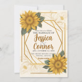 ひまわりエレガントの結婚スケッチ線金ゴールド枠 招待状 (正面)