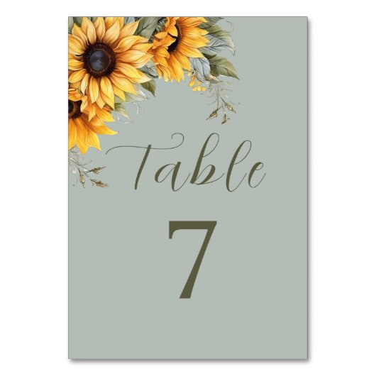 ひまわりエレガントの結婚ナンバーズテーブルカード テーブルナンバー (裏面)