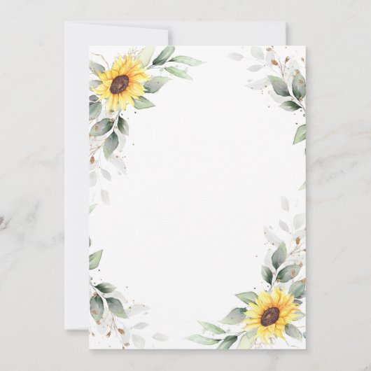 ひまわりエレガントの緑のフローラブライダルシャワー 招待状 (裏面)