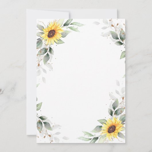 ひまわりエレガントの緑のフローラブライダルシャワー 招待状 (裏面)