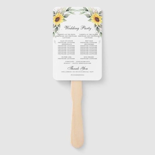 ひまわりエレガントの緑のフローラ結婚式 プログラム ハンドファン (裏面)