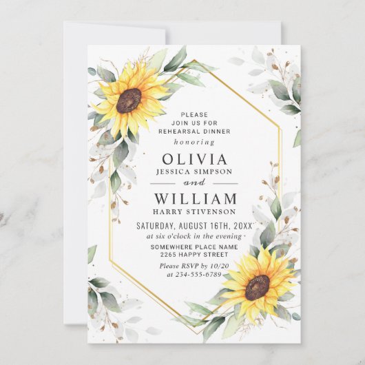 ひまわりエレガントの緑のリハーサルディナー 招待状 (正面)