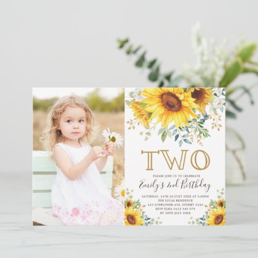 ひまわりエレガントの緑2ndバースデーフォト 招待状 (スタンド正面)