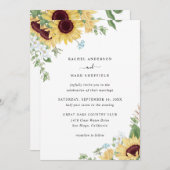 ひまわりエレガントの花の緑結婚の花 招待状 (正面/裏面)