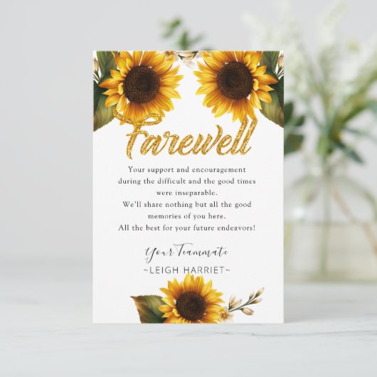 ひまわりエレガントの離れ同僚のお別れカード サンキューカード (スタンド正面)
