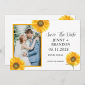 ひまわりエレガントの黄モダン色フローラ写真 セーブザデート (正面/裏面)