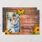 ひまわりエレガントの黄素朴色フローラ写真 セーブザデート (正面/裏面)