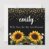 ひまわりエレガントは私のガールフレンドのカード サンキューカード (正面)
