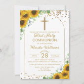 ひまわりエレガントアーチ金ゴールド初の聖餐式 招待状 (正面)