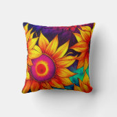 ひまわりエレガントカラフル花のパワー作品 | クッション (裏面)