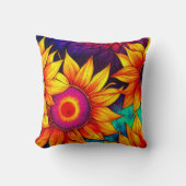 ひまわりエレガントカラフル花のパワー作品 | クッション (正面)