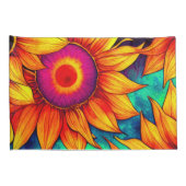 ひまわりエレガントカラフル花のパワー作品 | 枕カバー (裏面-右)