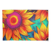 ひまわりエレガントカラフル花のパワー作品 | 枕カバー (正面左)