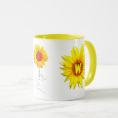 ひまわりエレガントコーヒーマグ（名前&モノグラム） マグカップ (正面右)