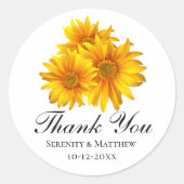 ひまわりエレガントサンフラワーサンキューイエローフローラ結婚ズ ラウンドシール (正面)