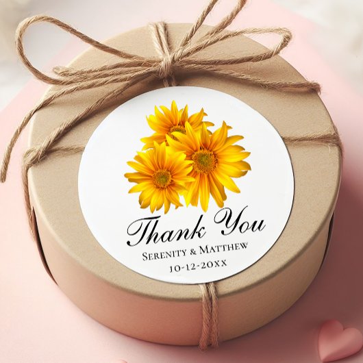 ひまわりエレガントサンフラワーサンキューイエローフローラ結婚ズ ラウンドシール