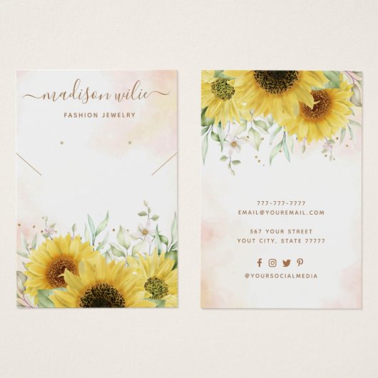 ひまわりエレガントジュエリーイヤリング表示カード (正面&裏面)