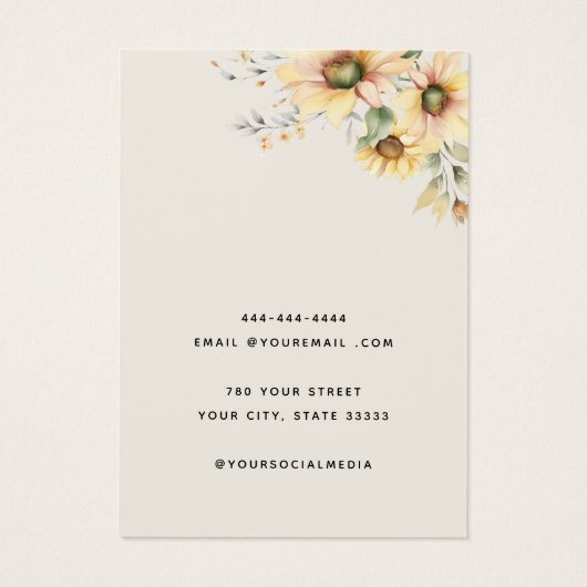 ひまわりエレガントジュエリーイヤリング表示カード (裏面)