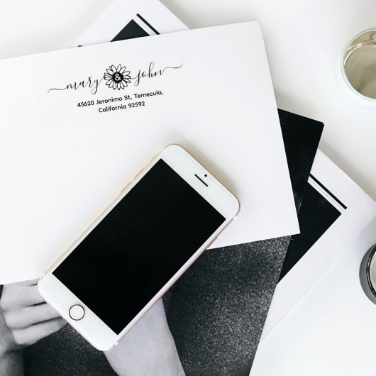 ひまわりエレガントスクリプト対差出人住所 ラバースタンプ