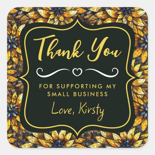 ひまわりエレガントステンドグラス小規模企業 スクエアシール (正面)