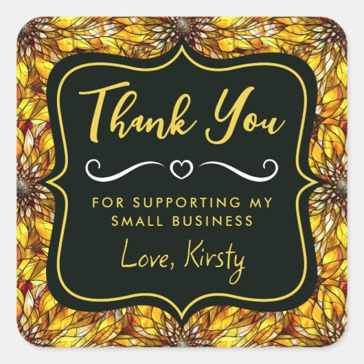 ひまわりエレガントステンドグラス小規模企業 スクエアシール (正面)