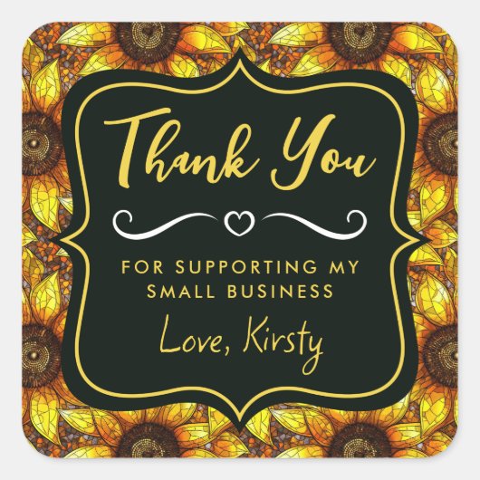 ひまわりエレガントステンドグラス小規模企業 スクエアシール (正面)