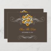 ひまわりエレガントデイジーブーケ日付を保存2 案内ポストカード (正面/裏面)