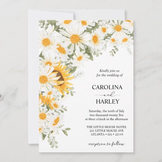 ひまわりエレガントデイジー結婚式招待状 招待状 (正面)