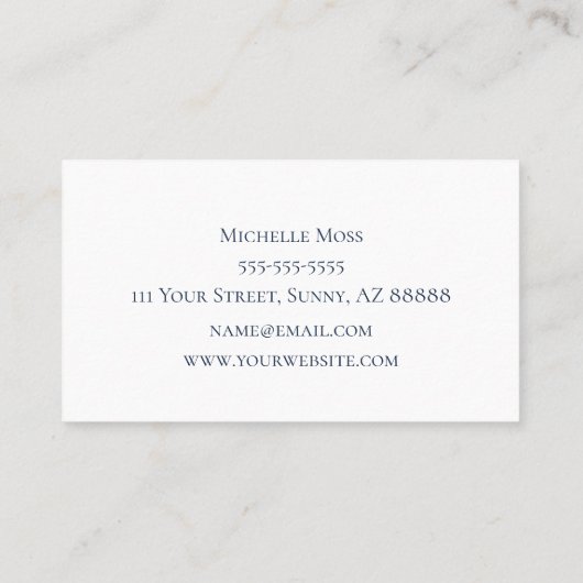 ひまわりエレガントネイビーブルーフローラデザイナー 名刺 (裏面)