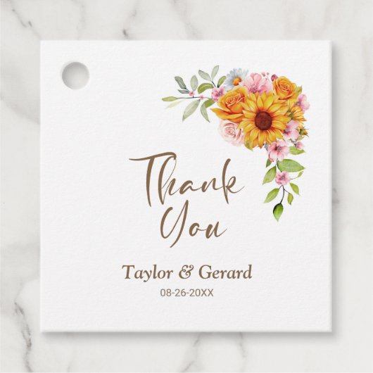 ひまわりエレガントバラフローラ結婚サンキュー フェイバータグ (正面)