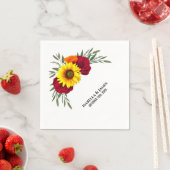 ひまわりエレガントバーガンディバラ結婚ズ スタンダードカクテルナプキン (インサイチュ)