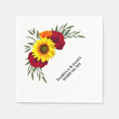 ひまわりエレガントバーガンディバラ結婚ズ スタンダードカクテルナプキン (正面)