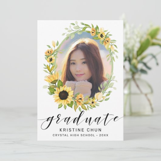 ひまわりエレガントフローラフォトスクリプト卒業 案内状 (スタンド正面)