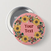 ひまわりエレガントフローラリースラペルピン 缶バッジ (正面&裏面)