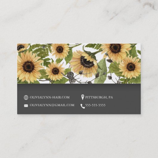 ひまわりエレガントフローラ名刺テンプレート 名刺 (裏面)