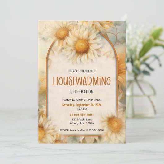 ひまわりエレガントフローラ引っ越し祝いパーティーパーティー 招待状 (スタンド正面)