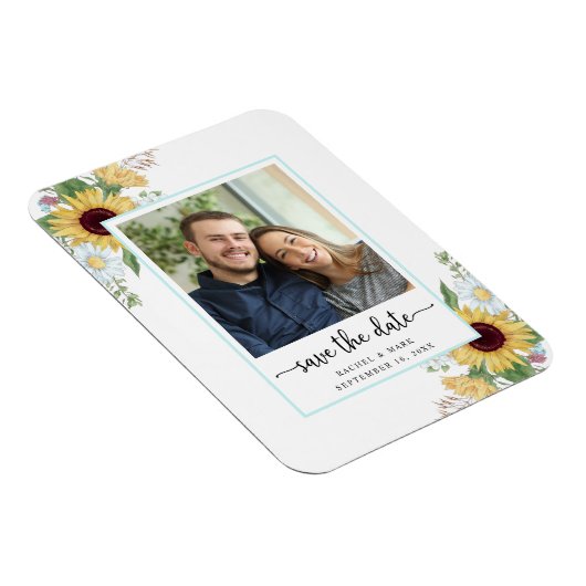 ひまわりエレガントフローラ結婚式の日付保存 マグネット (右側)