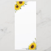 ひまわりエレガントフローラ緑結婚のメニュー プログラム (裏面)