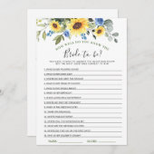 ひまわりエレガントブライダルシャワーゲームカード 招待状 (正面/裏面)