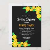 ひまわりエレガントボホブラックフローラブライダルシャワー 招待状 (正面)